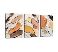 3 Pcs Minimalism Cream White Canvas Wall Art Prints Set Framed Abstract Orange Coffee Wall Painting Nordic 3d Creamy Texture Poster Picture Home Decor for Bedroom Living Room Office 40x60cmx3Pcs