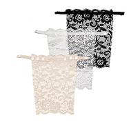 3 PCS Modesty Panels for Low Cut Tops, Lady Lace Clip-on Mock Camisole Bra Cleavage Cover up for Dresses Mixed Color Lace Insert One Size Women Fake Vest Privacy Invisible Adjustable Button Black