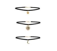 3 PCS Moon and Star Necklace Crescent Pendant Choker Sun Pendant Necklace Black Velvet Choker Necklaces for Women