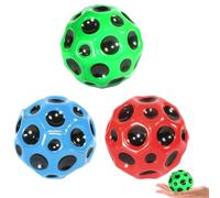 3 Pcs Moon Ball Set, Space Ball in 3 Colours, Super High Pop Bouncing Ball, Extreme High Lava Ball for Water Games Trampoline Play, Bath Beach, Improve Hand-Eye Coordination