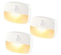 3 Pcs Motion Sensor Lights Indoor,Stick On Night Light by Battery Powered with Adhesive Pads Warm White LED Stair Lights for Cupboard Wardrobe Shelf Stairs Toilet Light Hallway Kitchen Children Room