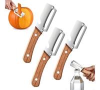 3 PCS Multi-Functional Vegetable Peeler for Kitchen, 2 in 1 Stainless Steel Easy Peelers with Wooden Handle and Bottle Opener, Multifunctional Peelers for Fruit Pumpkin Papaya Apple Potato