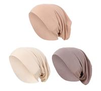 3 Pcs Muslim Hijab Inner Caps for Women Girls, Classic Simple Solid Color Beanie Turban Underscarf Hijab Under Caps Breathable Stretchy Undercap Tube Bonnet Scarf Under Hats Bonnets