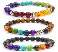 3 Pcs Natural Tiger Eye Stone Bracelet Gemstone Beads Bracelet 8mm Round Semi Precious Stones Beaded Stretch Bracelet jewellery