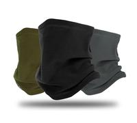 3 Pcs Neck Warmer, Windproof Fleece Snood for Men & Women, Multi-Functional Neck Gaiter Face Covering Mask Scarf for Skiing Running Cycling Cold Weather (Black, Grey, Military Green)