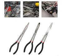 3 Pcs Needle Bent Nose Pliers Set 11 Inch 25 45 90 Degree Long Reach Wire Bending Tool High Carbon Steel Anti-Slip Grip for Hardware Electronics Jew