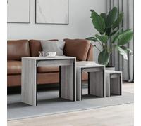 vidaXL Nesting Coffee Tables Nestinge Table 3 pcs Grey Sonoma Engineered Wood