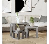 (grey sonoma) vidaXL 3x Nesting Tables Engineered Wood End Side Nest of Table Multi Colours