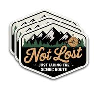 (3 Pcs) Not Lost Just Taking The Scenic Route Sticker, Nature Camping Hiking Adventure Gift Decal Stickers for Laptop Water Bottle Phone Case Helmet Hard Hat 3 Inches