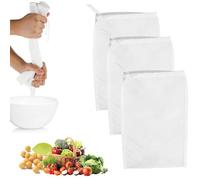 3 Pcs Nut Milk Bag for Straining,200 Mesh Muslin Cloths for Straining,Reusable Strainer Bag,Nylon Mesh Jelly Bag,Muslin Cheese Cloths for Cooking Wines Soy Milk Soup Coffee Juice (20x30cm)