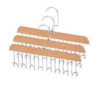 3 PCS of Belt Hanger for Wardrobe, Wooden Belt Hangers with 8 Hooks, Non Slip Underwear Peg Hanger, Space Saving 360 ° Rotating Tie Holder for Scarves and Accessories