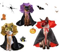3 PCS of Halloween Capes for Cats and Dogs Pet Vampire Cloaks Suitable for Small and Medium Sized Kittens and Puppies Perfect for Halloween, mask Parties, and Cosplay (Color:Red + Purple + Yellow)