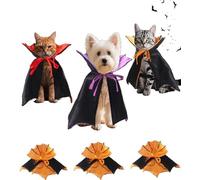 3 PCS of Halloween Capes for Cats and Dogs Pet Vampire Cloaks Suitable for Small and Medium Sized Kittens and Puppies Perfect for Halloween, Parties, and Cosplay (Color:3pcs Orange-Small)