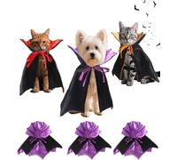 3 PCS of Halloween Capes for Cats and Dogs Pet Vampire Cloaks Suitable for Small and Medium Sized Kittens and Puppies Perfect for Halloween, Parties, and Cosplay (Color:3pcs Purple-Small)