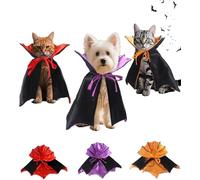 3 PCS of Halloween Capes for Cats and Dogs Pet Vampire Cloaks Suitable for Small and Medium Sized Kittens and Puppies Perfect for Halloween, Parties, and Cosplay (Color:Red + Purple + Orange-Small)