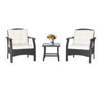 3 PCS Outdoor Furniture Set Modern Patio Rattan Chair Coffee Table Set COSTWAY Black One Size