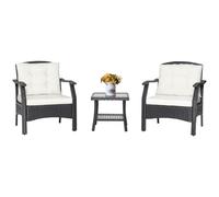 3 PCS Outdoor Rattan Furniture Modern Patio Bistro Conversation Set