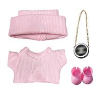 3 PCS Outfit with Headband, Bag and Shoes for 17cm Dolls, Doll Pink Clothes Set, Soft Material for Play, Suitable for Both Adults & Children, Ideal for Dress-Up Games and Gift Giving (No Doll)