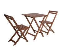3 Pcs Outside Garden Patio Wooden Furniture Foldable Table & Chairs Bistro Set
