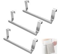 3 Pcs Over Door Towel Rail, Silver, No Drilling for Kitchen and Bathroom Cupboard Drawer Cabinet (23.5cm)