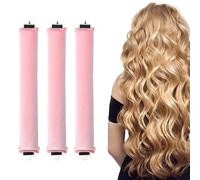 3 Pcs Overnight Blowout Rods - Heatless Curlers Headband for Women and Girls - No Heat Damage, Easy to Use, Perfect for Long & Medium Hair (Pink)