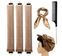 3 PCS Overnight No Heat Hair Curls with Silk Scarf & Pointed Tail Comb, Heatless Curling Set, Heat-Free Curling Solution, DIY Heatless Curling Tools, Curling Rod (comb)