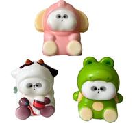 3 PCS Panda Squishy, Taba Squishy, Fufu Squishy, Slow Rising Foam Squishies, Stress Relief Toys for Office, School, and Travel, Cute Sensory Fidget Toys for Kids and Adults (1 White, 1 Pink, 1 Green)