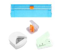 3 Pcs Paper Cutters Tool for Crafts, Portable 12 Inch Guillotine Paper Trimmer a5 with Replacement Blade, Corner Rounder and Single Hole Puncher 3mm for Label Card, Craft Papers and Photos DIY (Blue)