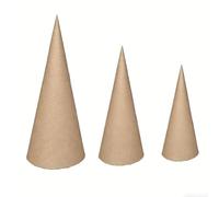3 Pcs Paper Mache Cones Cardboard, Open Bottom Extra Thick Cardboard Cones for Crafts DIY Halloween Christmas Tree Decorations, Various Sizes