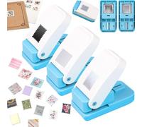 3 Pcs Paper Punch, 1X0.8 inch Rectangular Postage Stamp Punches & 1" Square Hole Punches, Lever Action Craft Hole Puncher for Paper Crafting Card Making DIY Projects Crafts Tools