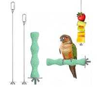 3 PCS Parrot Fruit Stick Feeder and Stainless Steel Bird Cage Food Holder set, Parrot Fruit Vegetable Millet Holder for Bird Cage, Skewer Stick Feeder for Parakeet Budgie Macaw