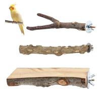 3 PCS Parrot Perch, Bird Perches for Cage, Natural Wood Perch for Budgie Lovebird Finches and Various birds, 15 cm Apple Wood and pepper wood