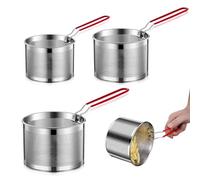 3 PCS Pasta Strainer, Stainless Steel Noodle Strainer Basket with Removable Handle Frying Baskets Strainers for Chip Fruits Vegetables Draining (14/16/18cm)