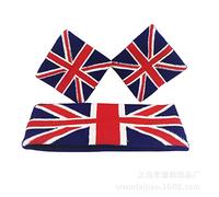 3 Pcs Patriotic Sweatband Set UK/US Flag Pattern Moisture Wicking Gym Exercise Sports Wristband Headband for Men Women