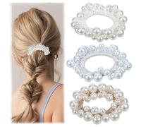 3 Pcs Pearl Hair Ties No Damage, Exquisite Pearl Hair Accessories
