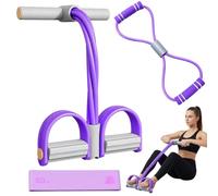 3 PCS Pedal Resistance Bands with Handle, Exercise Equipment for Home Use, Resistance Bands for Full-Body Workout, 6-Tube Elastic Resistance Band with Pedal Puller, Purple Exercise Band