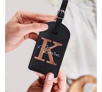 3 Pcs Personalised Initial Name Luggage Tag 3 Names Can Be Designed Suitcase Identifier Label Baggage PU Leather Boarding Bag Tags Travel Accessorie Gift,Select,Adjustable