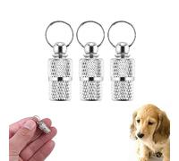 3 Pcs Personalised Stainless Pet ID Tags Barrel,Stainless Silver Anti Lost Pet Tube Tag for Collar,Stainless Steel Anti Lost Dog Cat ID Tag Address Name Label for Cat Dog Puppy Collar