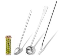 3 Pcs Pickle Fork Tool Set, 8.6 Inch Pickle Fork with Long Handle and 7.5 Inch Spoon (1 with Drain Hole), Stainless Steel Spoon and Forks Set for The Jar Olives Pickles Onion Cucumber