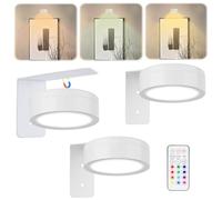 3 PCS Picture Lights for Wall - Remote Control 13 Colors LED Magnetic Wall Lights for Home Bedroom Living Room Photo, Wireless Art Battery Operated Picture Light, Poster Light (White, Need BATTERY)