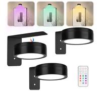 3 PCS Picture Lights for Wall - Remote Control 13 Colors LED Magnetic Wall Lights for Home Bedroom Living Room Photo, Wireless Art Battery Operated Picture Light, Poster Light (Black, Need BATTERY)