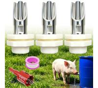 3 PCS Pig Nipple Waterer for Barrel Kit Automatic Pig Waterer System 1/2 inch Stainless Steel Pig Waterer Drinker Feeder with Water Tank Connectors Hog Water Nipples for Sows Piglet (3pcs, one Size)