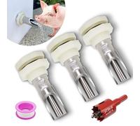 3 PCS Pig Nipple Waterer for Barrel Kit Automatic Pig Waterer System 1/2 inch Stainless Steel Pig Waterer Drinker Feeder with Water Tank Connectors Hog Water Nipples for Sows Piglet (3pcs, one Size)