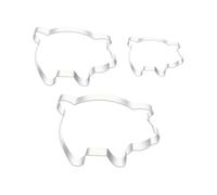 3 Pcs Pig Shaped Cookie Cutters Piggy Biscuit Cutters Stainless Steel Fondant Shapes Molds Cute Metal Baking Cutters Animal Pastry Cutters