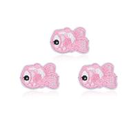 3 PCS Pink Goldfish Patch Tiny Cute Small Embroidered Applique Iron On/Sew On for Clothing Shirts Jeans Pants Backpacks Bag Shoes Hats Adorable Kawaii Decal for Girls Journal DIY Crafts Decoration
