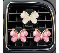 3 Pcs Pink & White Cute Butterfly Air Vent Clips, Butterfly Car Air Fresheners Vent Clips Long Lasting Car Diffuser Interior Decor Charm Decoration Cute Accessories for Women Girls