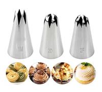 3 Pcs Piping Nozzles, 1M 2D 2F Large Piping Nozzle Tip for Cake Decorating, Stainless Steel Cake Decorating Tips, for Buttercream, Icing, Birthday Cakes, Cupcake, DIY Art