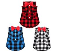 3 Pcs Plaid Dog Cat Shirt Cute Puppy Cat Shirt Dog Plaid Shirts for Small Dogs Cats Pet Plaid Clothes Grid Adorable Apparel Holiday Birthday Party