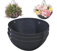 3 Pcs Planter Basket Liners, 14Inch Fabric Hanging Basket Liner Window Box Liners Replacement Black Non-Woven Hanging Plant Liner, For Planter Garden Fence Flower Baskets Vegetable Pot (14inch)