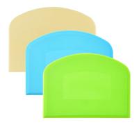 3 Pcs Plastic Dough Scraper Set - Ergonomic Dough Cutter and Bench Scraper for Baking Bread Cake and Pastry - Flexible Food Grade PE Dough Scrapers for Kitchen Baking Tools (Blue, Green, Yellow)